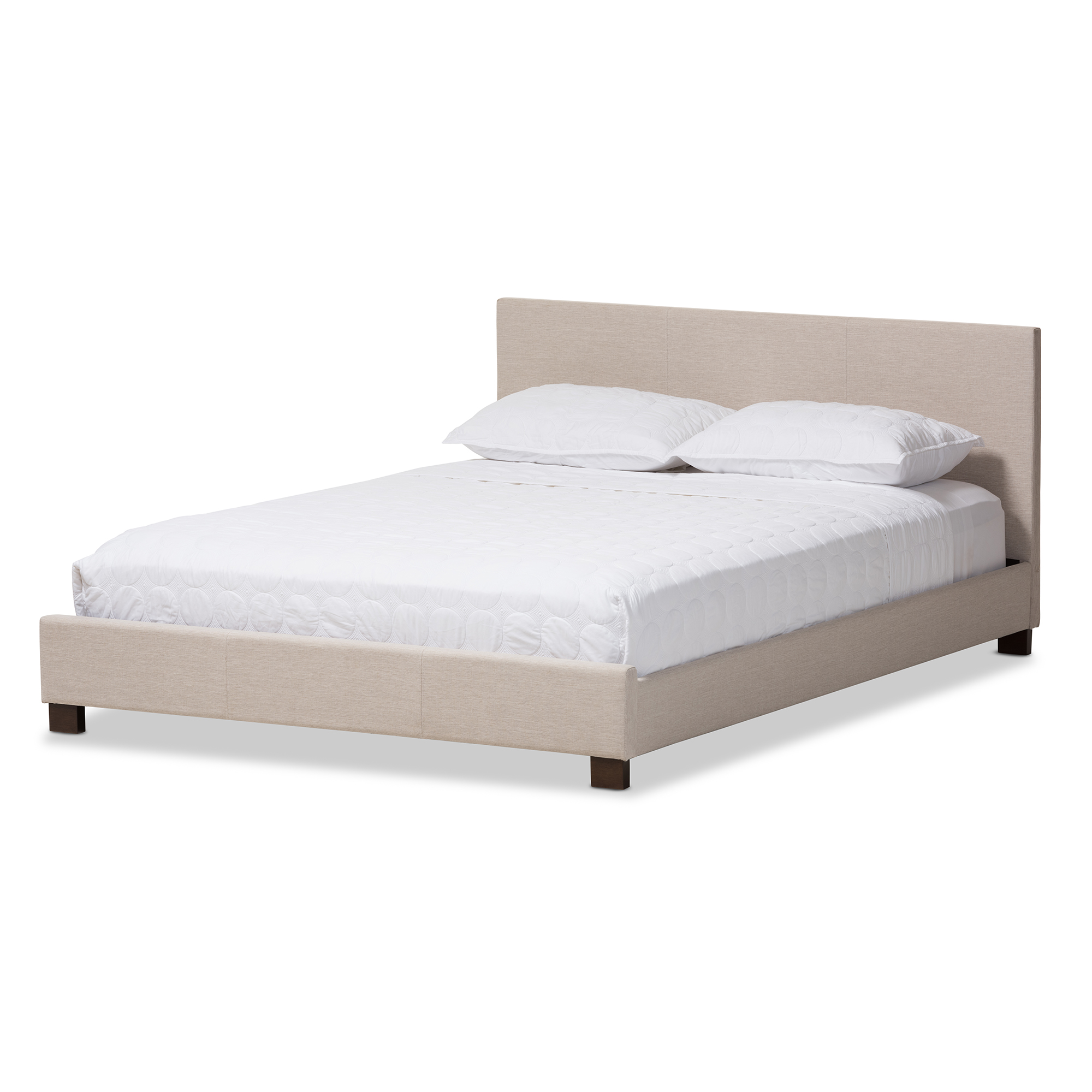 Baxton Studio Elizabeth Modern and Contemporary Beige Fabric Upholstered Panel-Stitched Queen Size Platform Bed